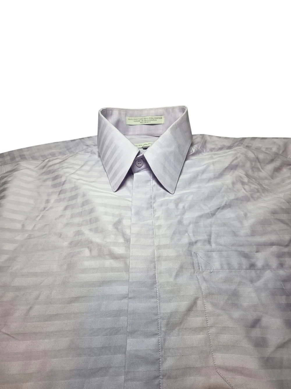 Assante Lavender Purple Striped Men's Long Sleeve Dress Shirt Size 16.5 Cotton